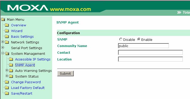 Web Console Configuration SNMP Agent NPort W2250/2150 uses an IP address based filtering method to control access to itself.
