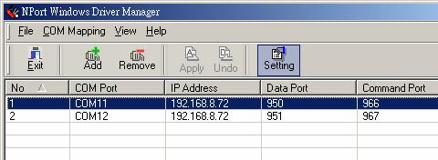 In the Basic Setting panel, use the COM Number drop-down list to select a COM number for the NPort s first serial port.
