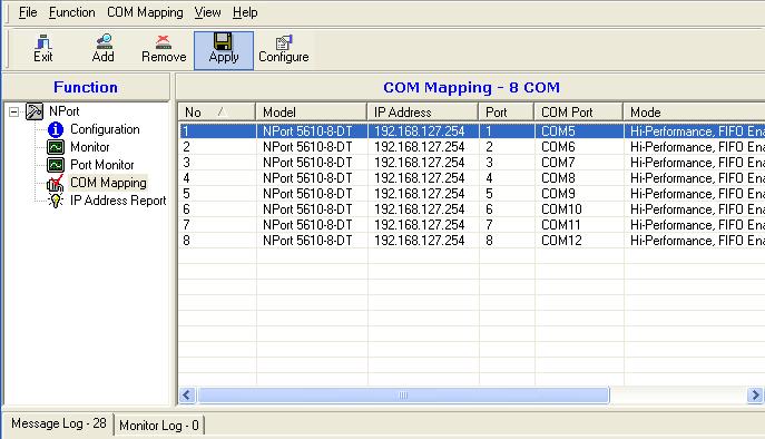 Getting Started Apply Change Right-click COM Mapping in the Function panel.