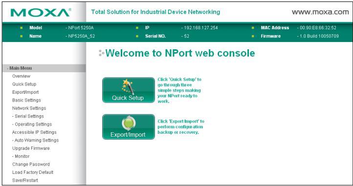 Web Interface for the NPort 5000 and NPort IA5000 Series Web Interface for the NPort 5000A and