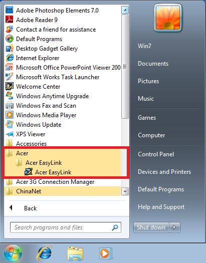 3. Launch Program Program can be launched via double clicking following icon shown in desktop as Acer EasyLink is installed