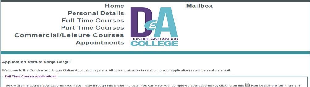 Understanding your Home Screen You will see the courses that you have applied for, with