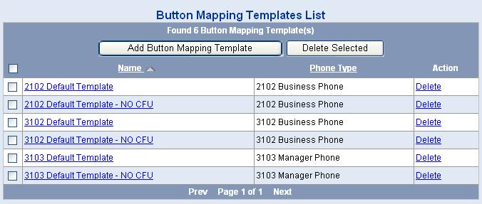 170 CHAPTER 10: CONFIGURING GLOBAL TELEPHONE FEATURES Figure 27 Button Mapping Templates List Page Figure 27