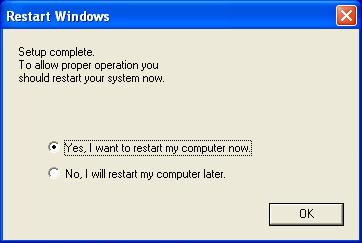 Select Yes, I want to restart my