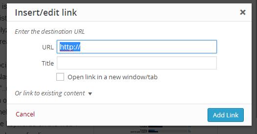 Step 4: Copy and paste the URL into the dialog box, or link to other pages in your site Making text into a clickable link Step 5: If you want the page to open in a new