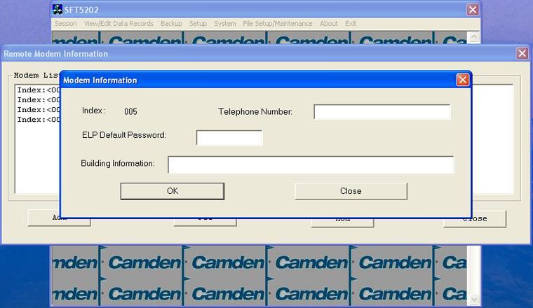 CV-TAC400 Installation Guide 102 d. Select the Add button. The Modem Information form will be displayed e. Enter the Remote telephone number in the Telephone Number box. f. Enter the Remote modem Password in the ELP Default Password box.