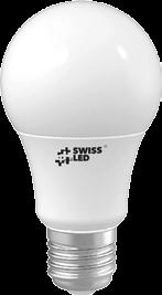 SWISS LED Bulb A60 Frosted lens design High Lumen output Classic appearance design Thermoplastic and aluminum heatsink for optimum heat dissipation Low cost / High lumen ratio 25 000 Part Code Power