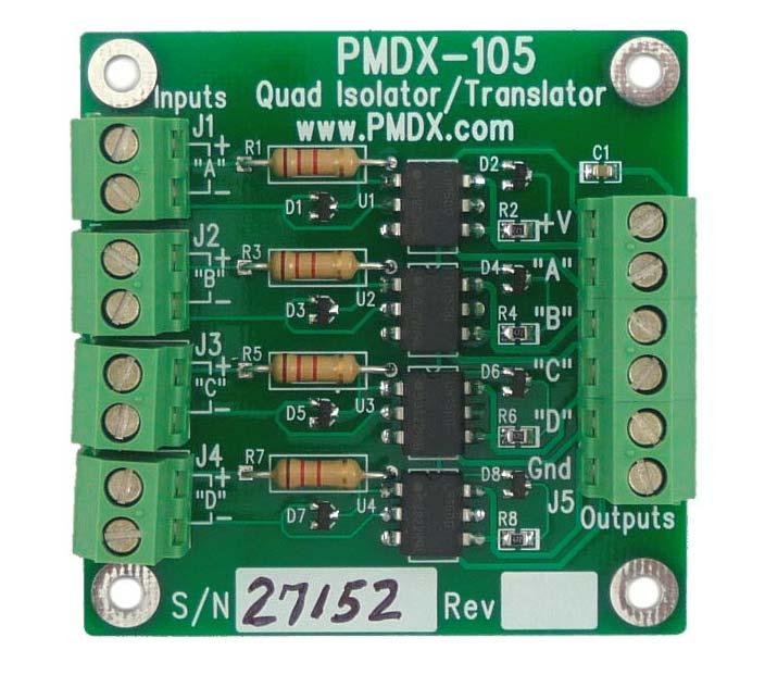 PMDX105 Quad Isolator Board User s Manual Date: 18 April 2011 PMDX Web: http://www.pmdx.