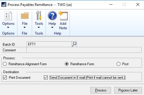 Clicking Process will Print and/or Email the remittances.