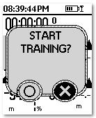 After entering the start training screen, please select YES/NO by pressing the UP or DOWN key.