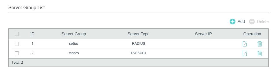 1) Configure the parameters of the RADIUS server.