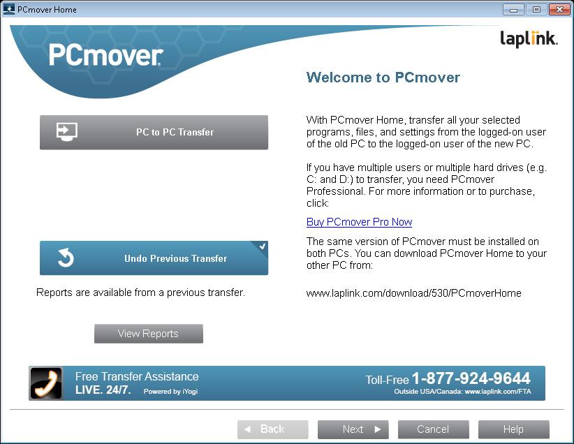 13 Undoing a Transfer Feedback and Support PCmover allows you to restore your new PC to its original state before the transfer.