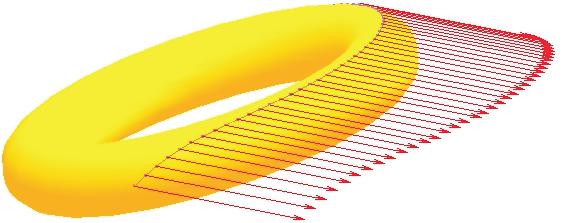 Figure 2: Silhouette curve on toroidal tool. the cutting tool is undergoing both translation and rotation. As a first step, the idea of a silhouette curve must be generalised.