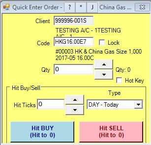Quick Enter Order Apart from the Hit BUY/ SELL, you