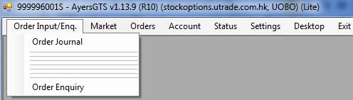 5. Order Information Click Order Input/ Enq, and then Order Journal or Order Enquiry to pop up the corresponding window.