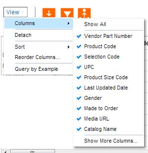 10 3. Options: Columns Detach Sort Reorder Columns Query by Example Columns - hide or show additional columns.