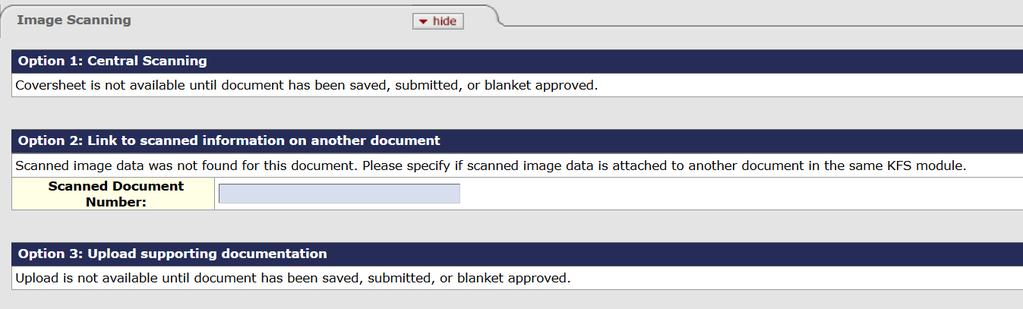 Image Scanning There are currently three options on uploading supporting documentation relating to the reimbursement.