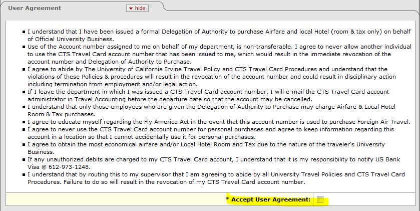 Once Travel Accounting approves this document the application will be sent to US Bank for processing.