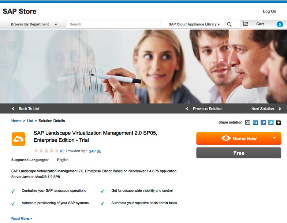 .) + Comes with pre-configured demo scenario descriptions that help you get started i Link to SAP CAL