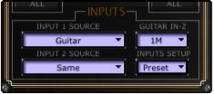 GUI Overview 2 Inputs Panel Input Source selectors Inputs: Choose the sources for Inputs 1 & 2.