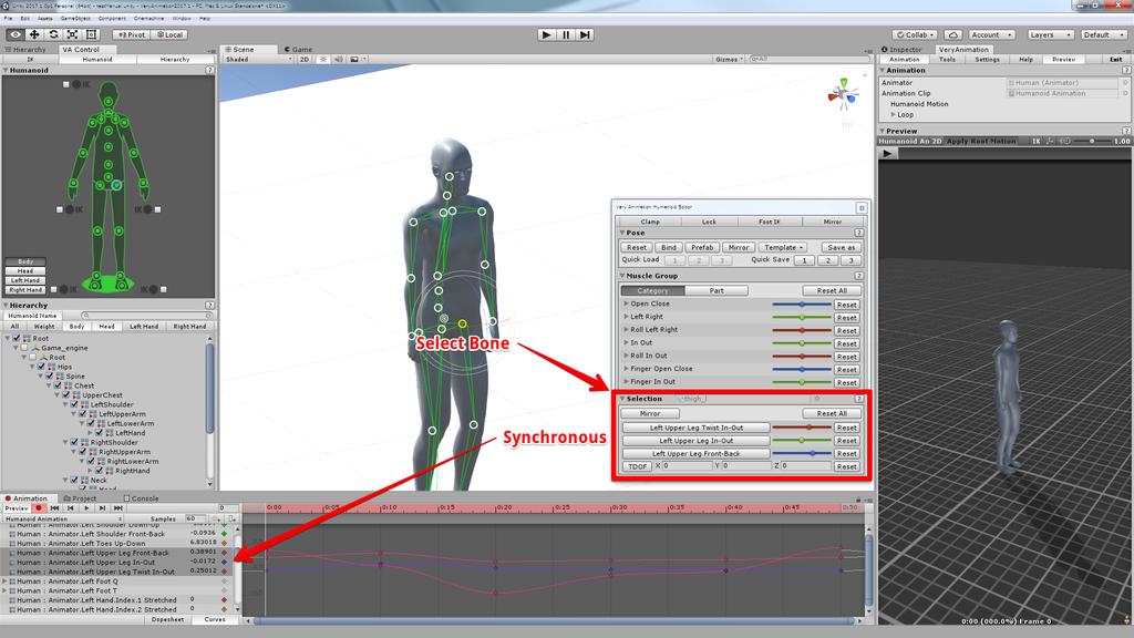 Animation Window Animation Curve according to the selected bone and the current tool is selected in the Animation