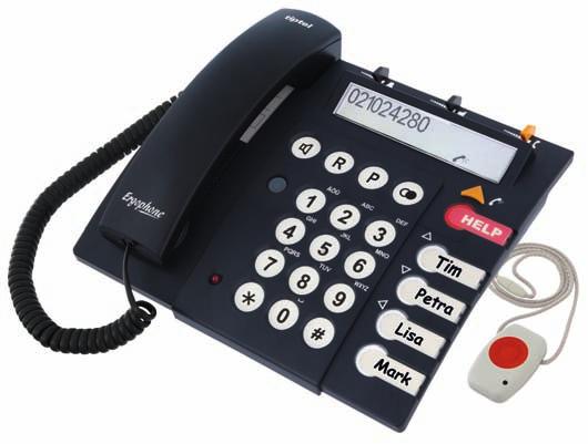tiptel Ergophone C/CR Ergonomic phones with emergency call key (C), wireless emergency call function (CR) Integrated wireless emergency call function, one pendant included, extendable (tiptel