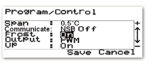 After choosing your option, press the SELECT key to save your selection and exit from the menu. When Night Setback is NOT active, the crescent icon flashes.
