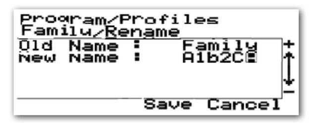 profile to A1b2CA. Use the PLUS or MINUS keys to change each character and confirm your choice with the SELECT key.