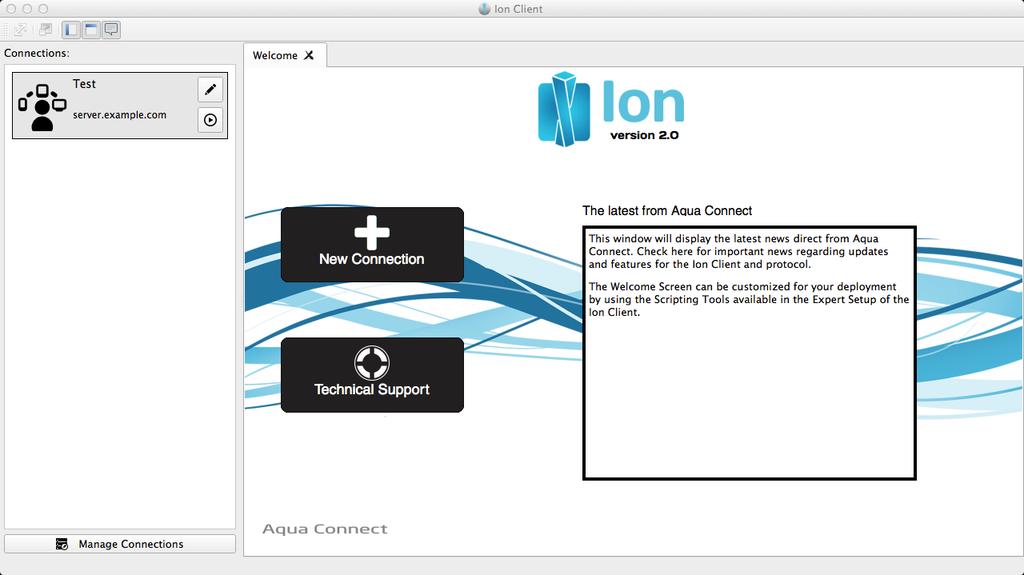 Using the Ion Client Now that a connection has been created, you can now connect to an Ignision Server.