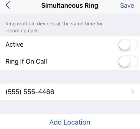 Figure 26. Simultaneous Ring 1. Tap the menu icon in the lower left corner of your screen. Result: The Main menu appears. 2. Tap the Call Settings link. 3. Tap the Simultaneous Ring link.
