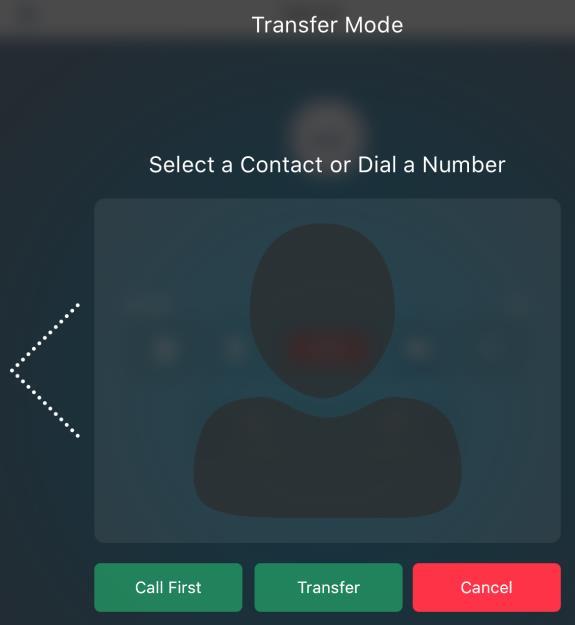 3. Tap the Call First icon (see Figure 47) to speak with the recipient and announce the caller being transferred. 4. Tap the Transfer icon again.