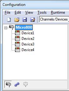 11 Each device appears under a single channel, called "Micro800".