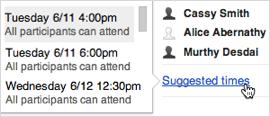 Scheduling Find a time Find a time Easily check event guests' calendars to see when everyone
