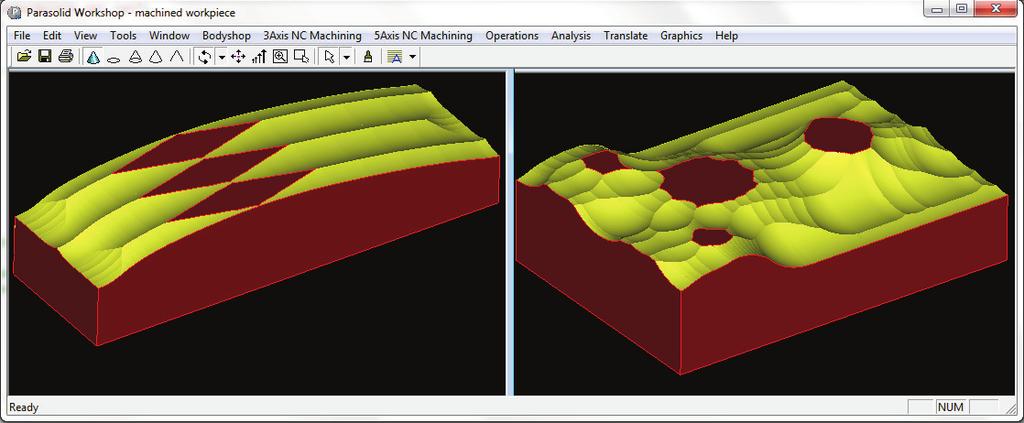 Figure 2; The user interface of the program and the simulated machined surfaces.
