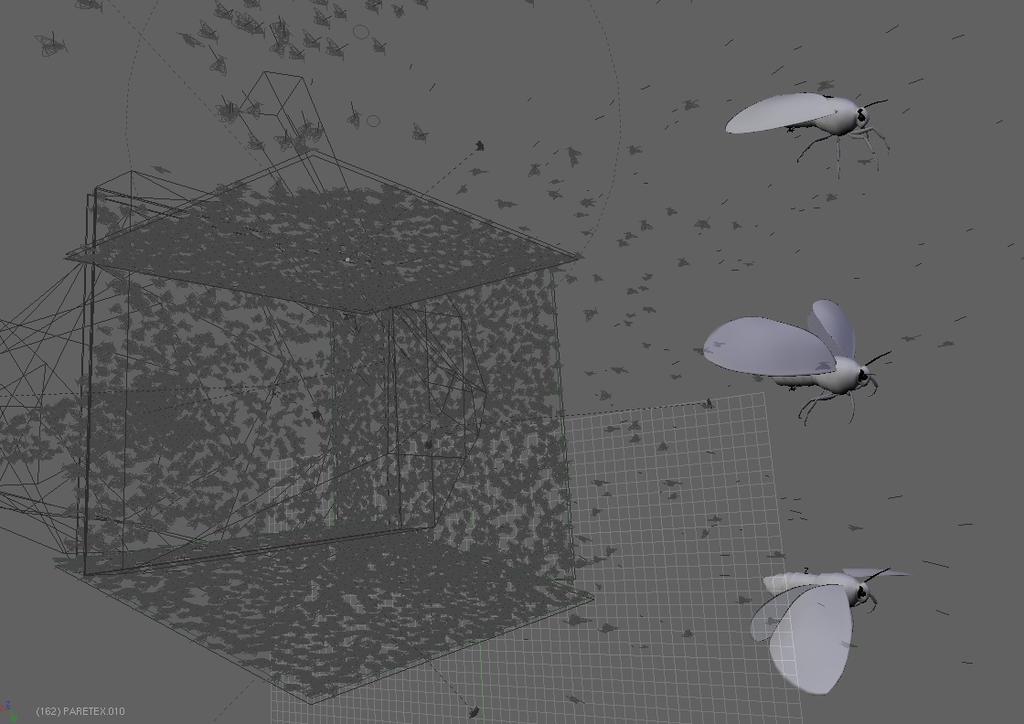 The swarming walls visual effect step 3 : Animating the walls The wall moths where created using the Blender particles system, but in order to have a greater control over each one Ipo we convert them