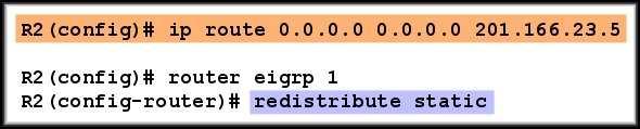 EIGRP Default Route Using a static route to 0.0.0.0/0 as a default route is not routing protocol dependent.