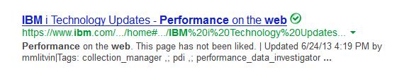 Performance Data Investigator Tool PTF Information Apply the latest PTF for Performance on the Web: https://www.ibm.