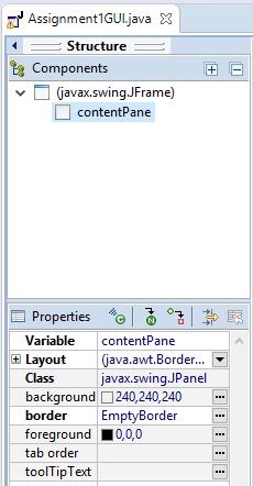 Find the JTextField in the Palette (located under the heading Components) and select it by clicking on it with the mouse: Now you can insert the text field in the WindowBuilder by clicking with the