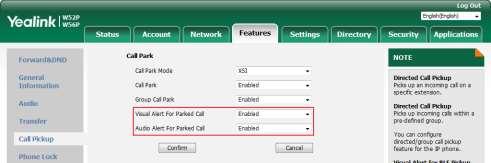 User Guide for DECT IP Phone Features Integrated with BroadSoft UC-One 3. Select Enabled from the pull-down list of Group Call Park. 4. Click Confirm to accept the change.