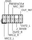 Infrared Module Header (5-pin IR1) (see p.2 No. 30) This header supports an optional wireless transmitting and receiving infrared module. Front Panel Audio Header (9-pin HD_AUDIO1) (see p.2, No.