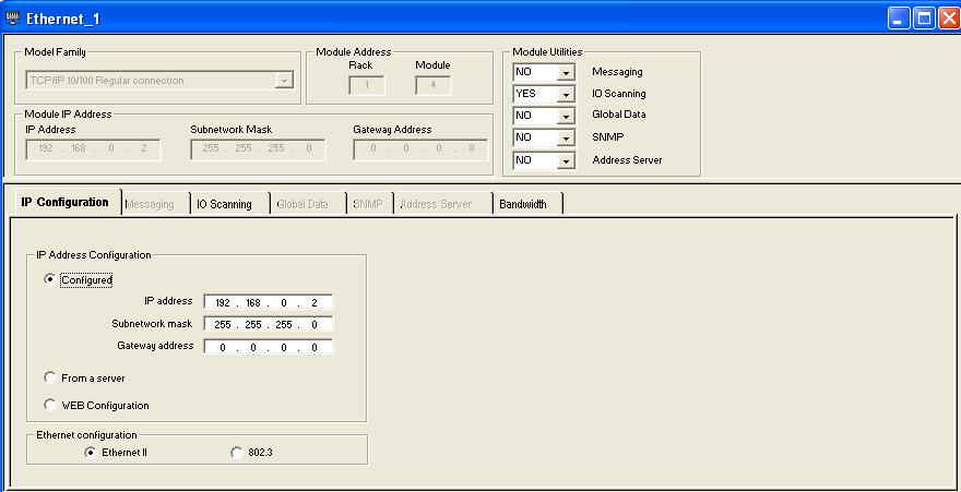 Setup Example AMCI NX2A4T to Group Schneider s 140 NOE 771 01 module This setup example assumes that the 140 NOE 771 01 module has already been installed in the PLC system. 1. With power removed, use the dip switches to set the IP address of the NX2A4T.
