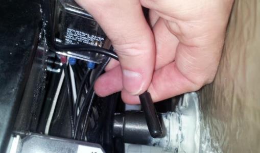 Connect the temperature sensor to the rubber nozzle mounted on the fiberglass, behind the Royal Spa control box.