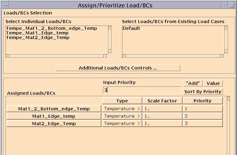 Select the Value button. A value of 1 should appear in the Priority cell. Select the Mat1_Edge_Temp LBC then again set the Priority to 2 using the Value cell. Repeat for the last LBC, Mat2_Edge_Temp.