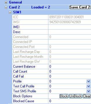 In the table the following SIM information appears: ICC - The International Code Council number of the SIM. IMSI - The International Mobile Subscriber Identity number of the SIM.