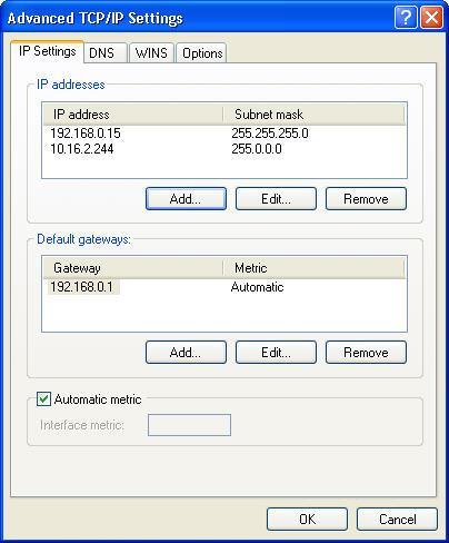 Appendices 7) Click Advanced. 8) In IP Addresses, click Add. 9) In the window that appears, enter 10.16.2.244. This adds a new IP address to the PC.