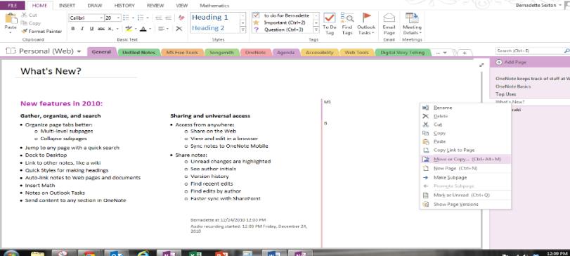 Changing Organization over time As you use OneNote and create more notes, you may want to organize