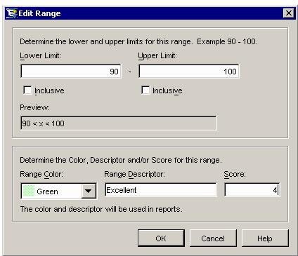 6 Ranges 4 Chapter 1 Sample Range Migration 1 A user-defined range with the color and range descriptor defined The following example shows a user-defined range with a color and range descriptor