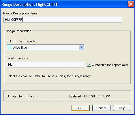Migration Documentation 4 Ranges 13 Note: If the Label in reports field is