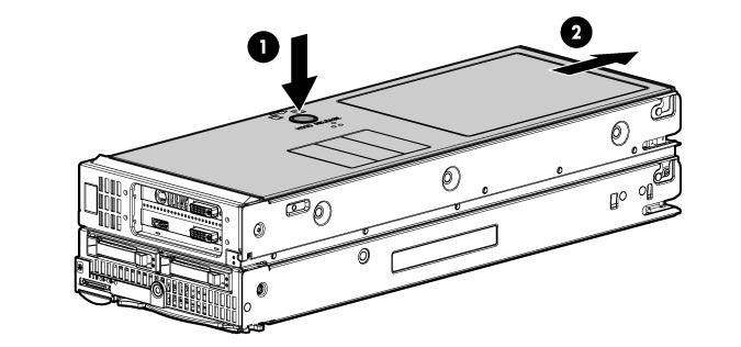 2. Remove the access panel. To replace the access panel: 1. Align the anchoring pins on the access panel with the J-slots at the rear of the expansion blade enclosure. 2.