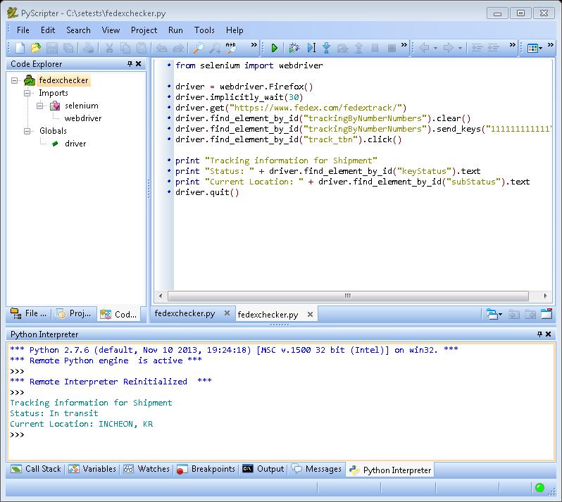 Getting Started with Selenium WebDriver and Python Here's PyScripter